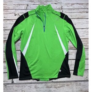 Gore Running Wear Pullover Mens XL 1/4 Zip Green Long Sleeve Activewear